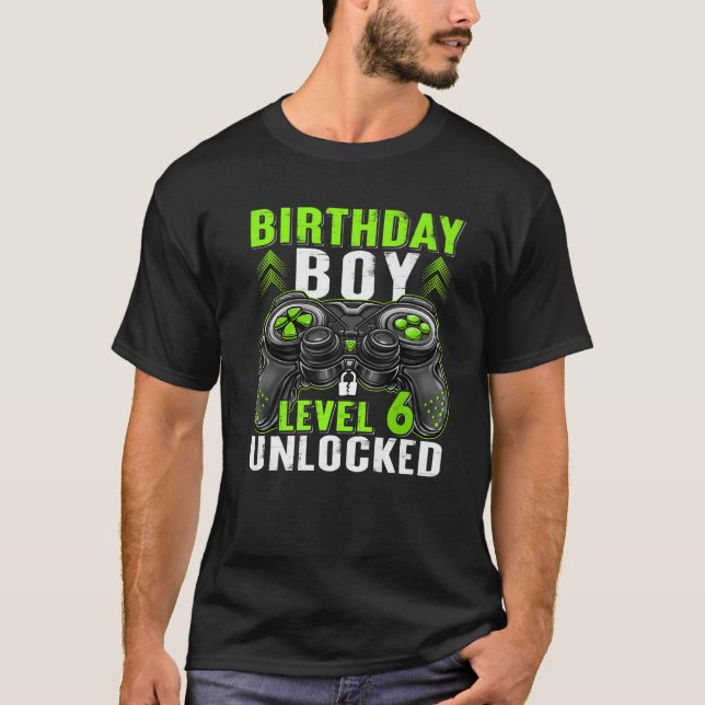 Level 6 Unlocked Birthday Boy 6 Year Old Boys Gami T-Shirt (Front)