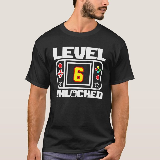 Level 6 Unlocked Birthday Funny Video Game T-Shirt (Front)