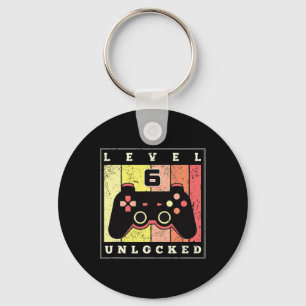Level 6 Unlocked Funny Gamer 6th Birthday Retro Ga Key Ring
