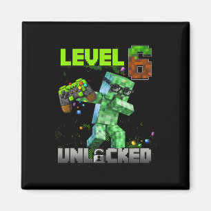 Level 6 Unlocked Funy Birthday Boy Pixel Gamer 6th Magnet