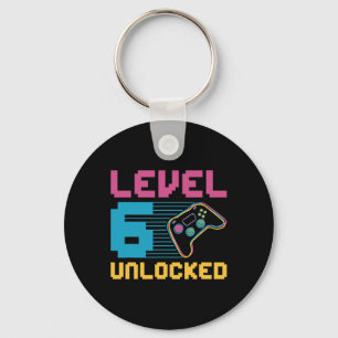 Level 6 Unlocked Gaming Birthday  Key Ring