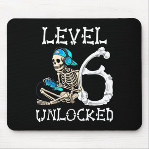 Level 6 Unlocked Skeleton Gamer Video Gaming 6th B Mouse Mat