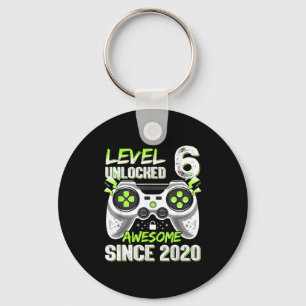 Level 6 unlocked video game 6th birthday boys key ring