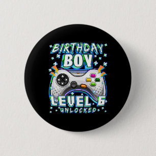 Level 6 Unlocked Video Game 6th Birthday Gamer Boy Cm Round Badge
