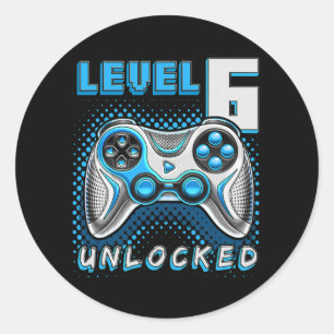 Level 6 Unlocked Video Game 6th Birthday Gamer Classic Round Sticker