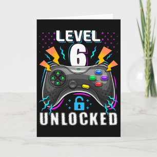 Level 6 Unlocked Video Game 6th Birthday Gamer Gif Card