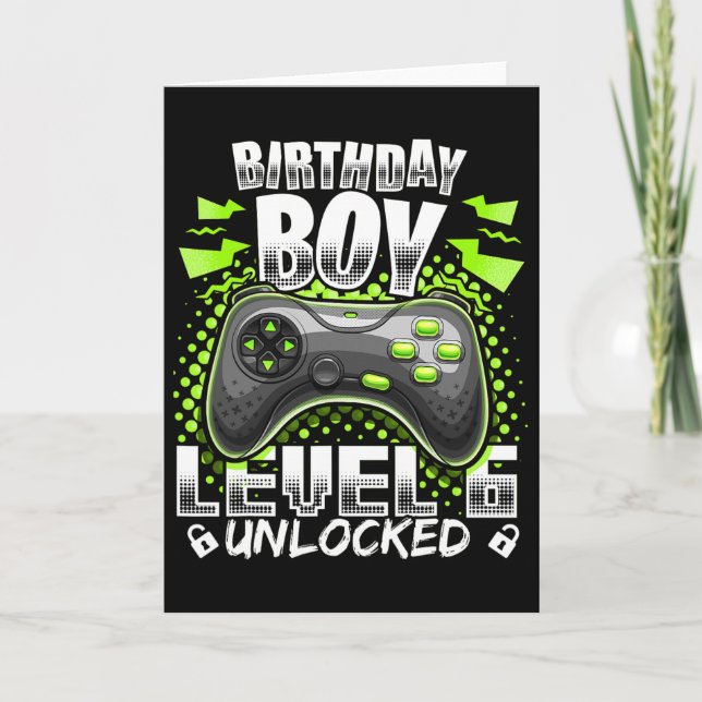 Level 6 Unlocked Video Game 6th Birthday Gamer Gif Card (Front)