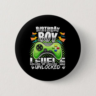 Level 6 Unlocked Video Game 6th Birthday Gamer Gif Cm Round Badge