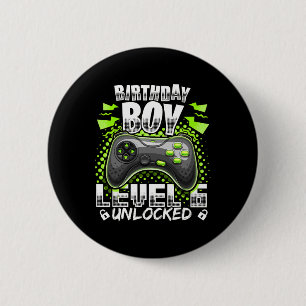 Level 6 Unlocked Video Game 6th Birthday Gamer Gif Cm Round Badge