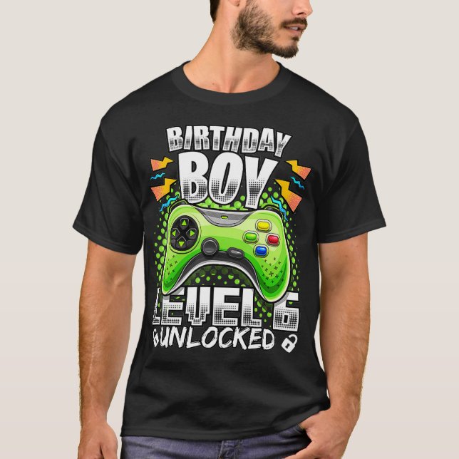 Level 6 Unlocked Video Game 6th Birthday Gamer Gif T-Shirt (Front)