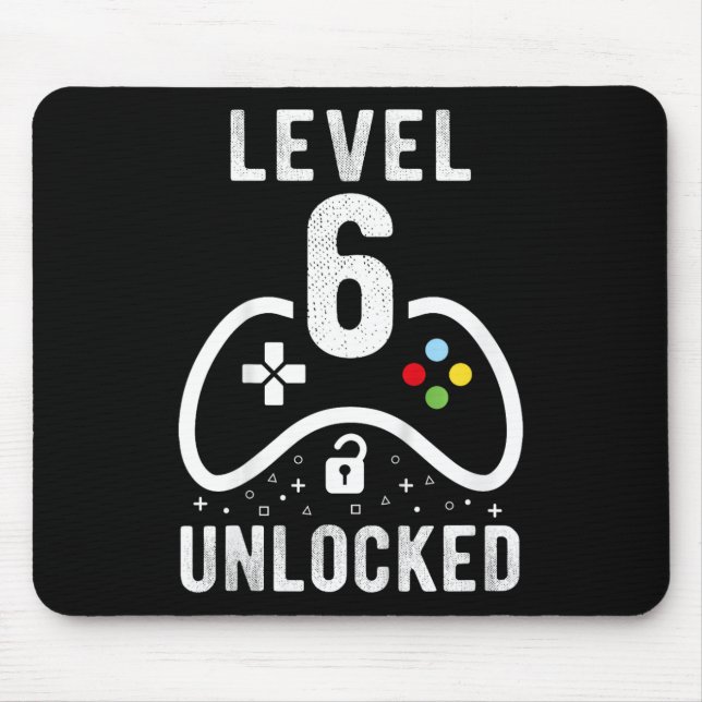 Level 6 Unlocked Video Game 6th Birthday Gift  Mouse Mat (Front)