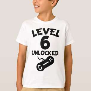 Level 6 Unlocked Video Games 6th Birthday T-Shirt