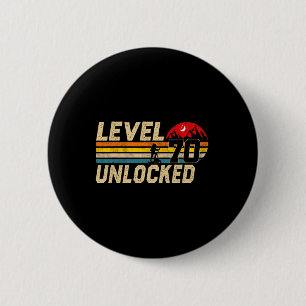 Level 70 Unlocked Vintage 70 Year Old Hikers 70th  6 Cm Round Badge