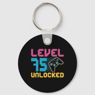 Level 75 Unlocked Gaming Birthday Key Ring