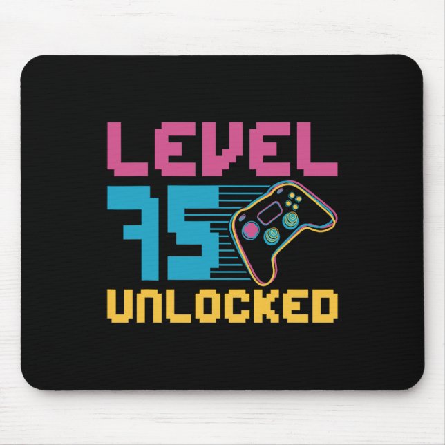 Level 75 Unlocked Gaming Birthday  Mouse Mat (Front)
