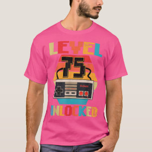 Level 75 Unlocked Video Gamer 75th Birthday Gifts T-Shirt