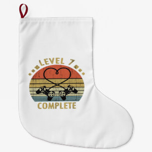 Level 7 Complete - 7th Wedding Anniversary Gift Vi Large Christmas Stocking