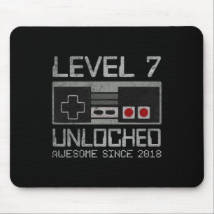 Level 7 Unlocked 7th Birthday 7 Year Old Video Gam Mouse Mat