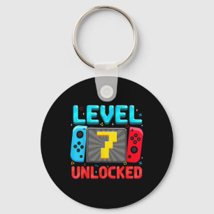 Level 7 Unlocked 7th Birthday Boy Gamer 7 Year Old Key Ring