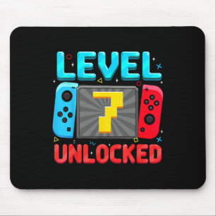 Level 7 Unlocked 7th Birthday Boy Gamer 7 Year Old Mouse Mat