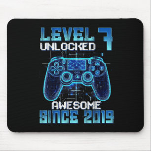 Level 7 unlocked 7th birthday boys video gamer mouse mat