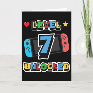 Level 7 Unlocked 7th Birthday Kids Video Game 7 Ye Card