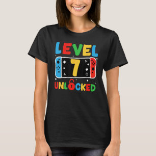 Level 7 Unlocked 7th Birthday Kids Video Game 7 Ye T-Shirt