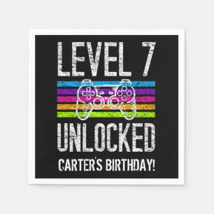 Level 7 Unlocked 7th Birthday Personalised Gamer Napkin