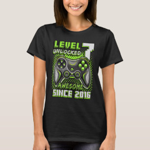 Level 7 Unlocked Awesome 2016 Video Game 7th Birth T-Shirt