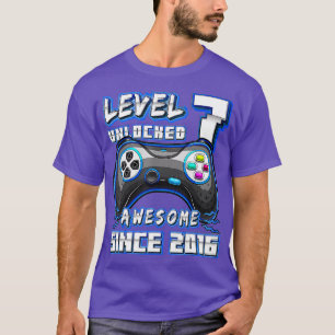 Level 7 Unlocked Awesome 2016 Video Game 7th Birth T-Shirt
