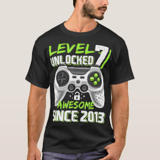 Level 7 Unlocked Awesome Since 2013 Video Game 7th T-Shirt
