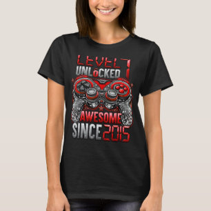 Level 7 Unlocked Awesome Since 2015 7th Birthday   T-Shirt