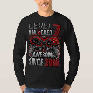 Level 7 Unlocked Awesome Since 2015 7th Birthday T-Shirt