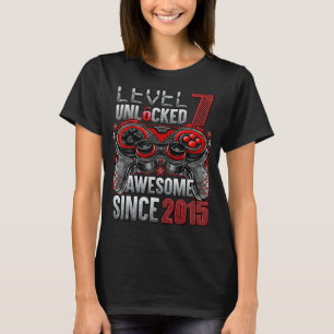 Level 7 Unlocked Awesome Since 2015 7th Birthday   T-Shirt