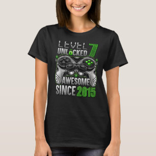 Level 7 Unlocked Awesome Since 2015 7th Birthday   T-Shirt