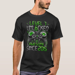 Level 7 Unlocked Awesome Since 2015 7th Birthday T-Shirt