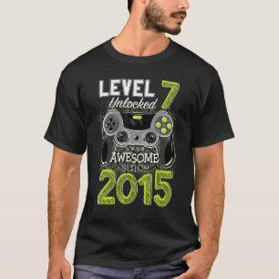 Level 7 Unlocked Awesome Since 2015 Video Gamer 7 T-Shirt