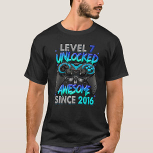 Level 7 Unlocked Awesome Since 2016 7th Birthday G T-Shirt