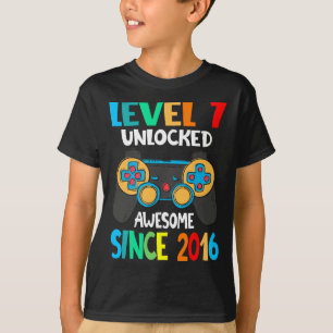 Level 7 Unlocked Awesome Since 2016-7th Birthday G T-Shirt