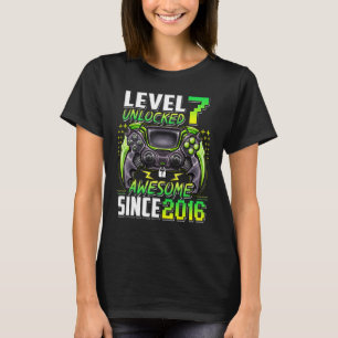 Level 7 Unlocked Awesome Since 2016 7th Birthday G T-Shirt