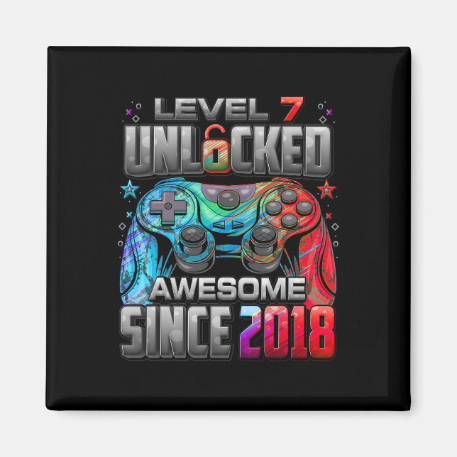 Level 7 Unlocked Awesome Since 2018 7th Birthday G Magnet (Front)