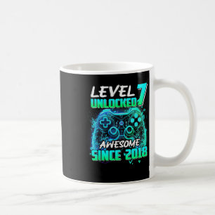 Level 7 Unlocked Awesome Since 7th Birthday Gaming Coffee Mug