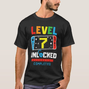 Level 7 Unlocked Completed Game Happy 7th Birthday T-Shirt