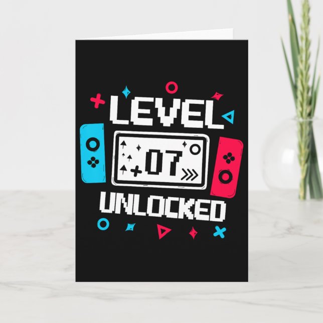 Level 7 Unlocked Gamer - 7th Birthday Gift Video G Card (Front)