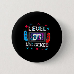 Level 7 Unlocked Gamer 7th Birthday Gift Video Gam 6 Cm Round Badge
