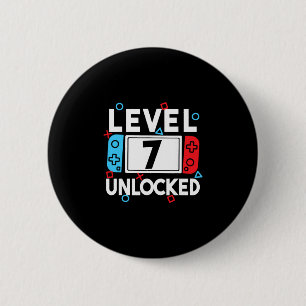 Level 7 Unlocked Gamer 7th Birthday Video Game Boy 6 Cm Round Badge