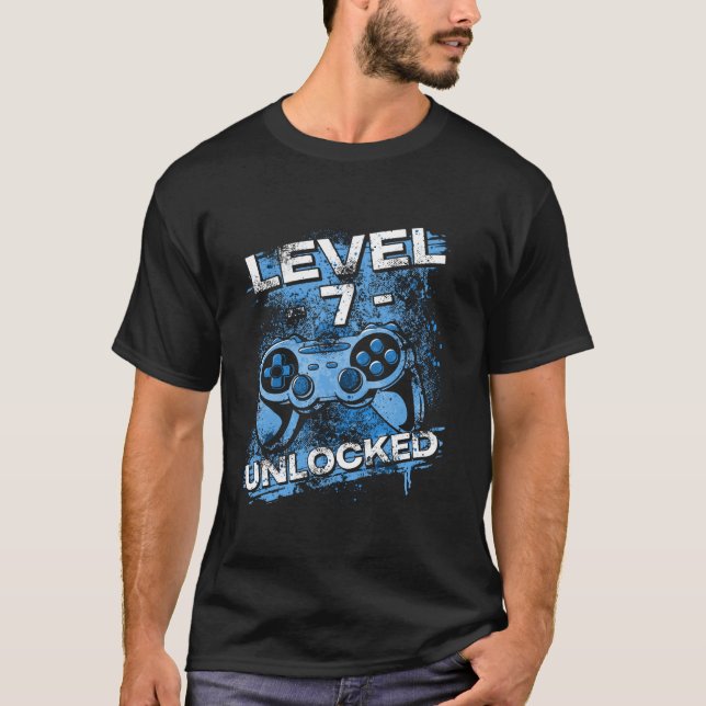 Level 7 Unlocked Gaming Gamer T-Shirt (Front)