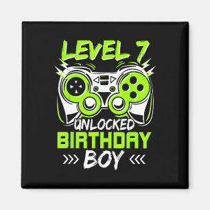 Level 7 Unlocked Kids 7th Birthday Vintage Video G Magnet