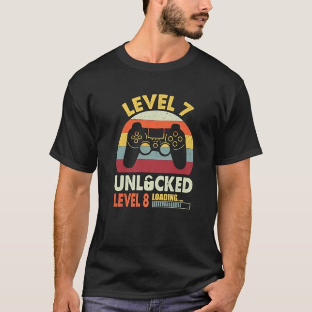 Level 7 Unlocked Level 8 Loading Video Gamer 7Th B T-Shirt (Front)