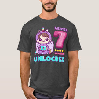 Level 7 Unlocked, Unicorn Gamer Girl Birthday 7  T-Shirt